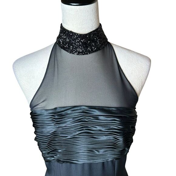 Black Tie Oleg Cassini Holiday Cocktail Dress 8 | Beaded Mesh Retro Glam LBD - Picture 4 of 8